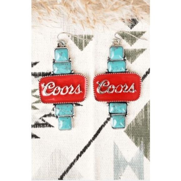 COORS COLD AS THE ROCKIES TURQUOISE EARRINGS - Picture 1 of 1